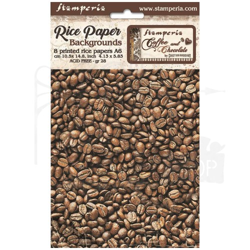 Papier ryżowy A6 Coffe &amp; Chocolate Backgrounds tła 8szt DFSAK6012 Stamperia