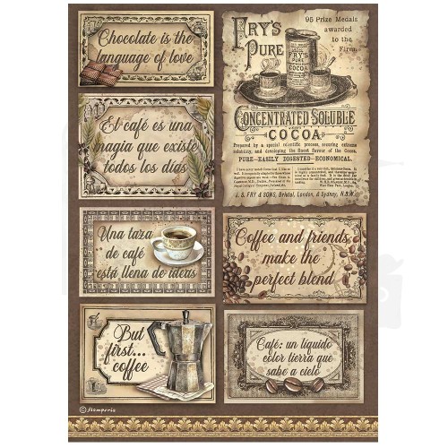 Papier ryżowy A4 Coffe &amp; Chocolate Etykiety DFSA4826 Stamperia