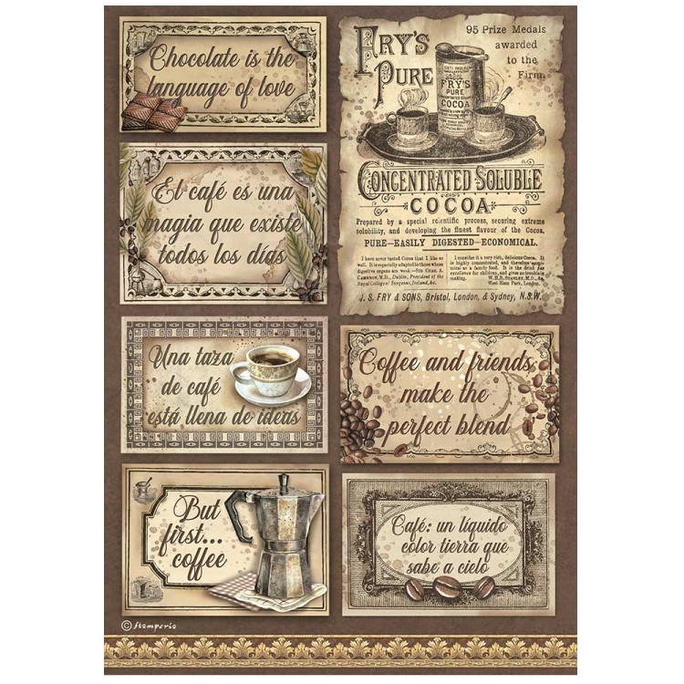 Papier ryżowy A4 Coffe &amp; Chocolate Etykiety DFSA4826 Stamperia
