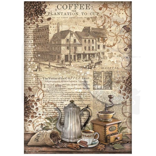 Papier ryżowy A4 Coffe &amp; Chocolate Miasteczko DFSA4825 Stamperia