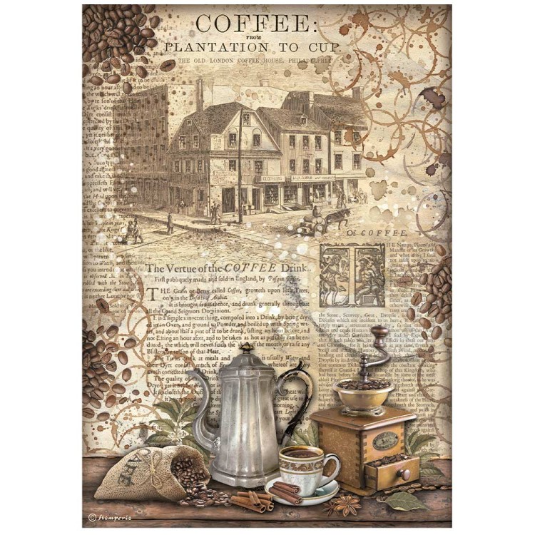 Papier ryżowy A4 Coffe &amp; Chocolate Miasteczko DFSA4825 Stamperia