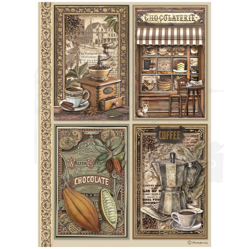 Papier ryżowy A4 Coffe &amp; Chocolate 4 karty DFSA4821 Stamperia
