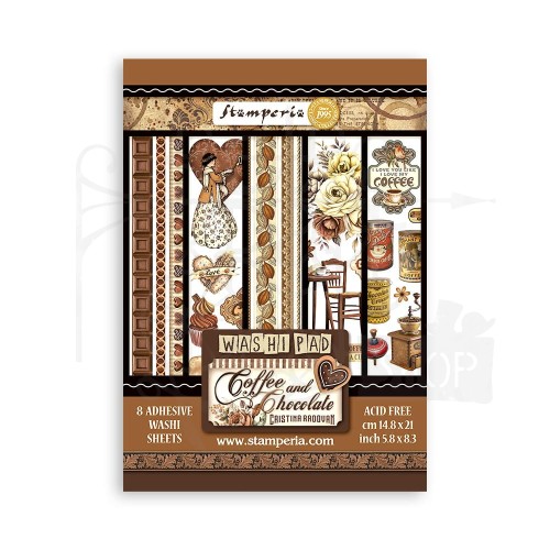 Papier washi A5 Coffe &amp; Chocolate 8 szt SBW01 Stamperia