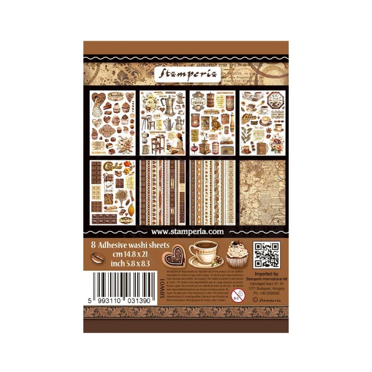 Papier washi A5 Coffe &amp; Chocolate 8 szt SBW01 Stamperia