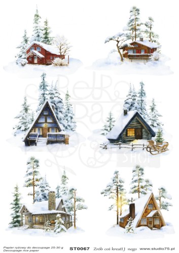 Papier ryżowy A4 Zimowe Domki Boże Narodzenie ST0067 Studio75