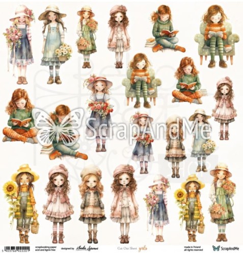Papier do scrapbookingu 30x30 elementy do wycięcia Girls ScrapAndMe
