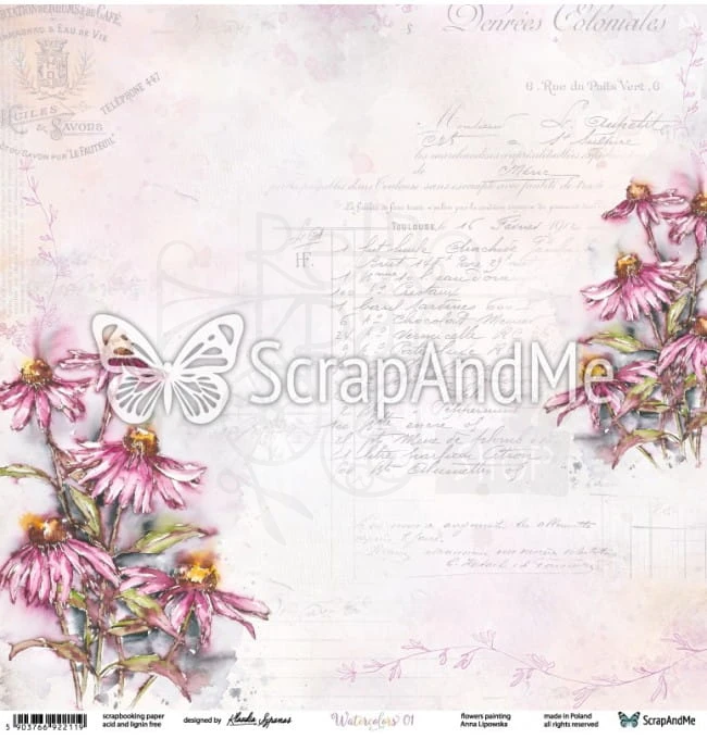 Papier do scrapbookingu 30x30 Watercolors 01/02 ScrapAndMe