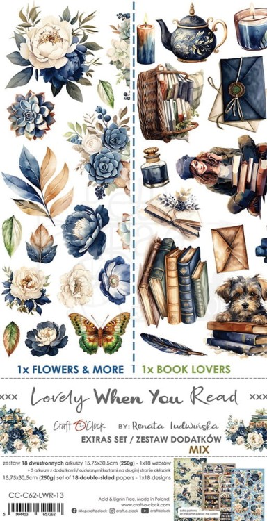Zestaw dodatków 15x30 Lovely When You Read - Mix - CC-C62-LWR-13 Craft O’Clock
