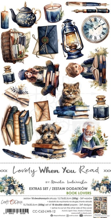 Zestaw dodatków 15x30 Lovely When You Read - Mix - CC-C62-LWR-13 Craft O’Clock