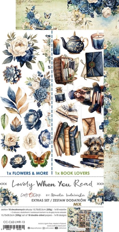 Zestaw dodatków 15x30 Lovely When You Read - Mix - CC-C62-LWR-13 Craft O’Clock