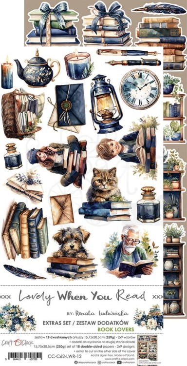 Zestaw dodatków 15x30 Lovely When You Read - Mix - CC-C62-LWR-13 Craft O’Clock