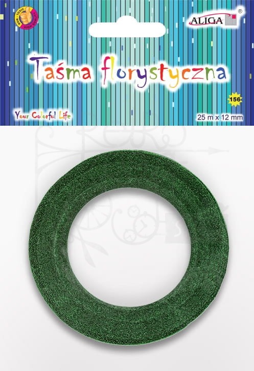Taśma florystyczna zielona 12mmx25m MT-9633 Aliga