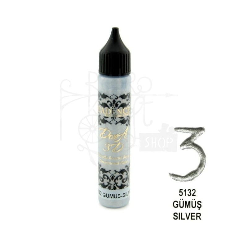 Konturówka metaliczna Dora 3D srebrna 25ml KD5132 Cadence