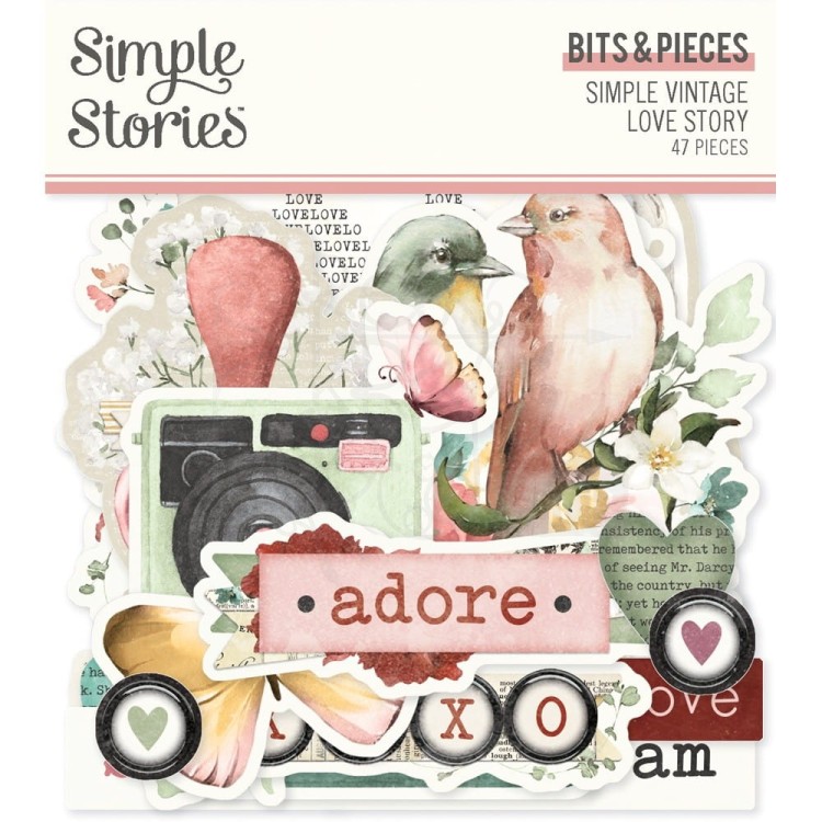 Ozdoby papierowe Die-Cuts Love Story Bits &amp; Pieces 47szt VLO21422 Simple Stories