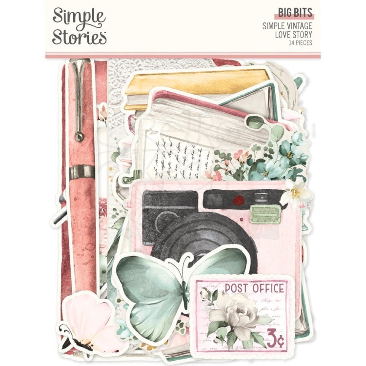 Ozdoby papierowe Die-Cuts Love Story Bits &amp; Pieces - Big 14szt VLO21424 Simple Stories
