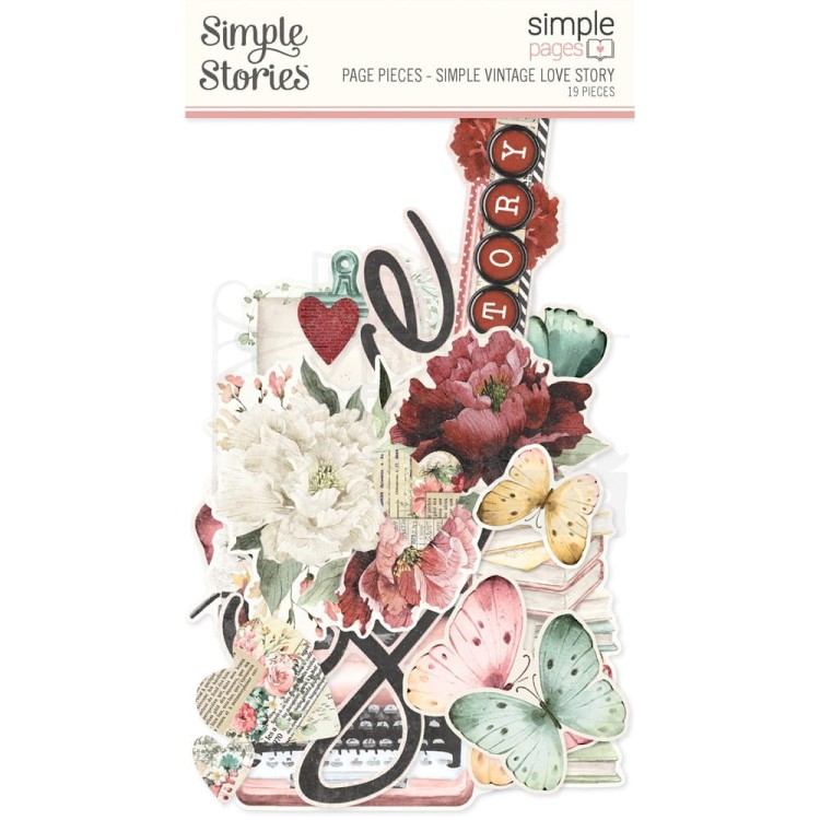 Ozdoby papierowe duże Die-Cuts Love Story Simple Pages Page Pieces 19szt VLO21436 Simple Stories