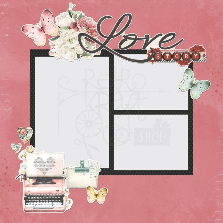 Ozdoby papierowe duże Die-Cuts Love Story Simple Pages Page Pieces 19szt VLO21436 Simple Stories