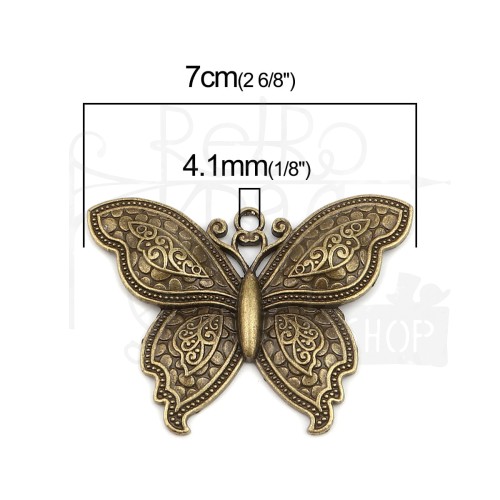 Motyl metalowy 6 duży - brąz antyczny