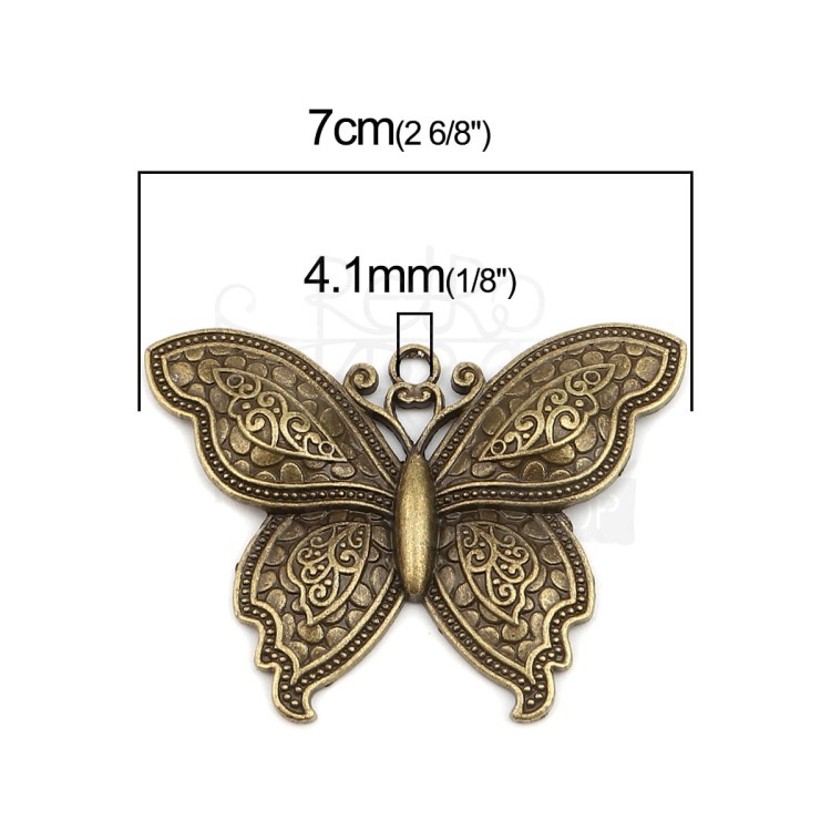 Motyl metalowy 6 duży - brąz antyczny