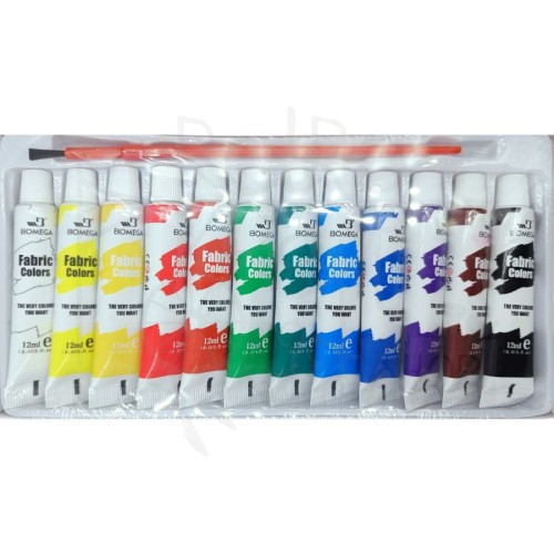 Zestaw farb do tkanin 12x12ml Bomega
