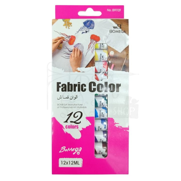 Zestaw farb do tkanin 12x12ml Bomega