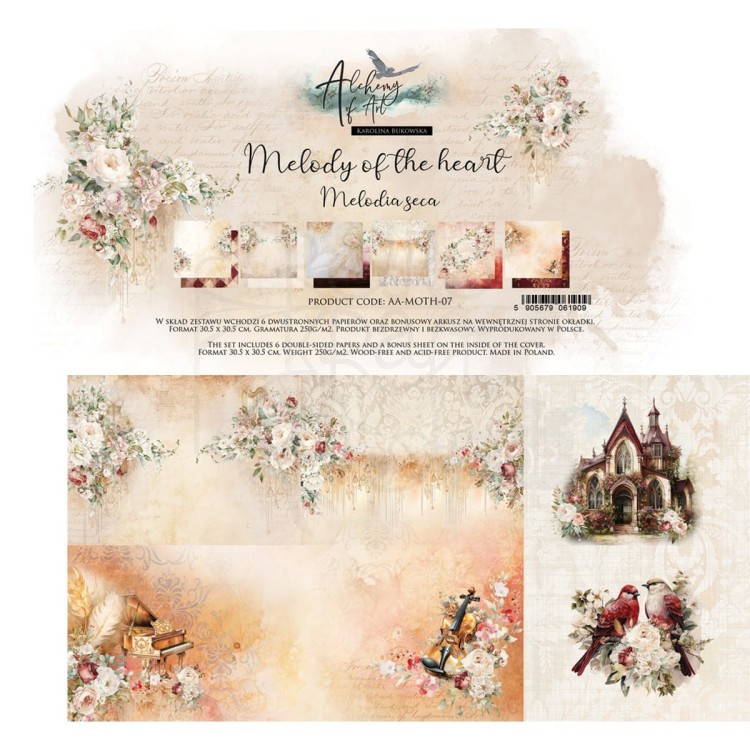 Zestaw papierów do scrapbookingu 30x30 Melody of The Heart AA-MOTH-07 Alchemy of Art