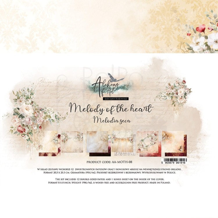 Zestaw papierów do scrapbookingu 20x20 Melody of The Heart AA-MOTH-08 Alchemy of Art