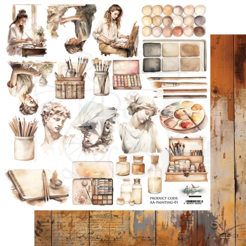 Papier do scrapbookingu 30x30 elementy do wycinania Melody of The Heart Painting AA-PAINTING-01 Alchemy of Art