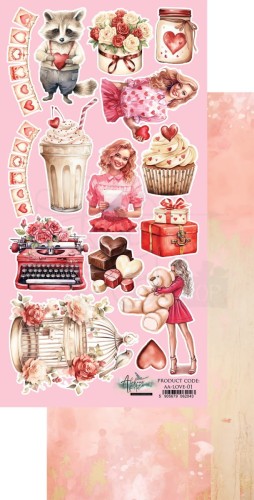 Papier do scrapbookingu 15x30 elementy do wycinania Melody of The Heart Love AA-LOVE-01 Alchemy of Art
