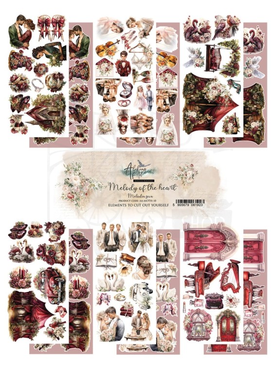 Zestaw papierów 15x30 elementy do wycinania Melody of The Heart AA-MOTH-10 Alchemy of Art