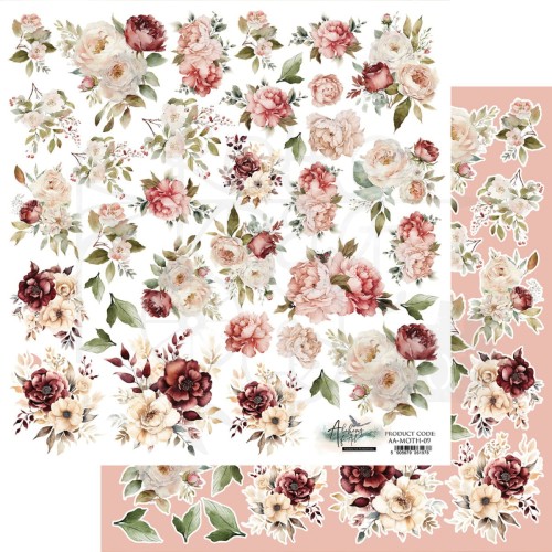 Papier do scrapbookingu 30x30 elementy do wycinania Melody of The Heart kwiaty AA-MOTH-09 Alchemy of Art