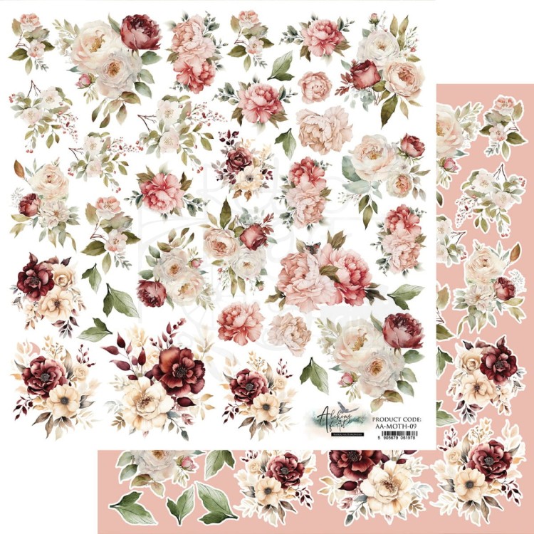 Papier do scrapbookingu 30x30 elementy do wycinania Melody of The Heart kwiaty AA-MOTH-09 Alchemy of Art