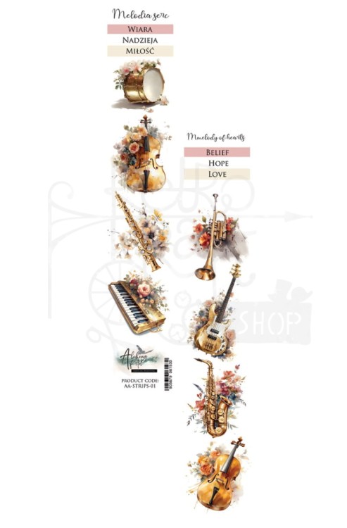 Pasek 5x30 Melody of The Heart instrumenty muzyczne AA-STRIPS-01 Alchemy of Art