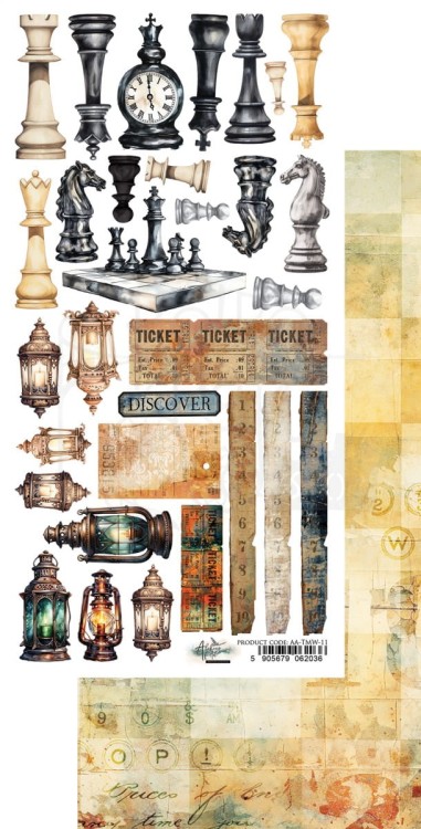 Papier do scrapbookingu 15x30 elementy do wycinania The Men's World AA-TMW-11 Alchemy of Art