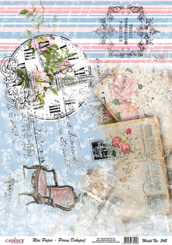 Papier ryżowy A4 Pocztówki fotel i zegar retro PR0342 Cadence