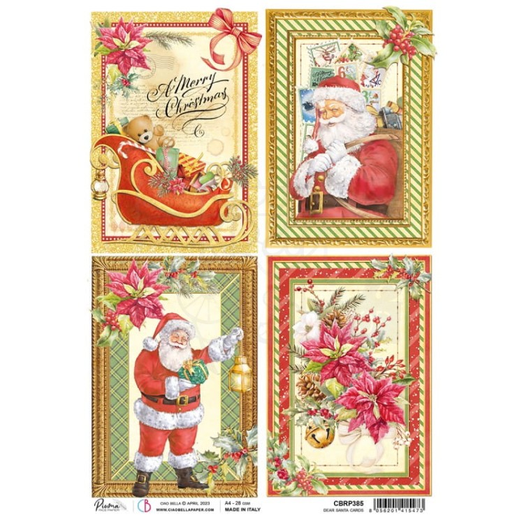 Papier ryżowy A4 Dear Santa Cards CBRP385 Ciao Bella