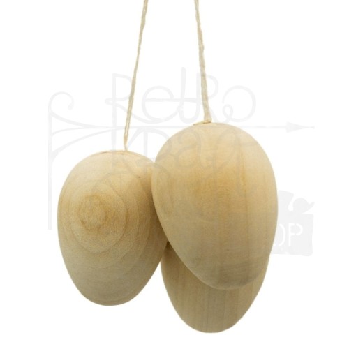 Drewniane jajka ze sznureczkami 4cm 12 sztuk