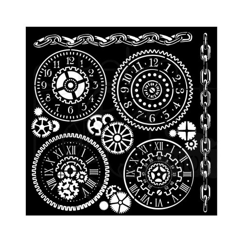 Szablon maska 18x18 Voyages Fantastiques Mechanizm KSTDQ98 Stamperia