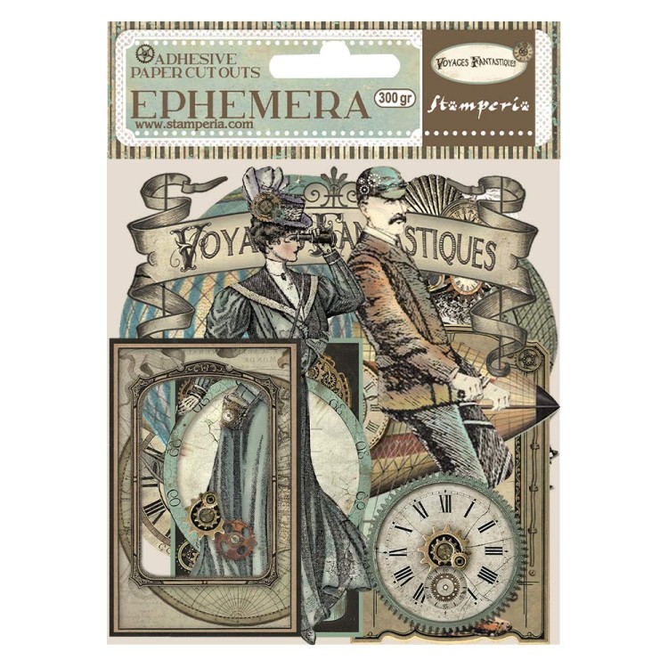 Ozdoby papierowe samoprzylepne Ephemera Voyages Fantastiques DFLCT39 Stamperia