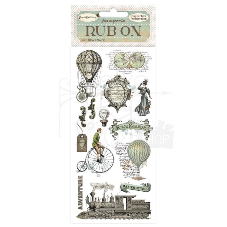 Rub-On Transfer 10x21.6cm Voyages Fantastiques Balony DFLRB68 Stamperia