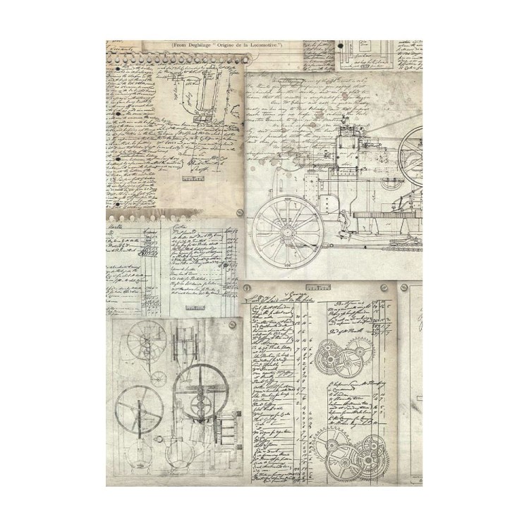 Papier ryżowy A6 Voyages Fantastiques Background - zestaw 8szt DFSAK6015 Stamperia