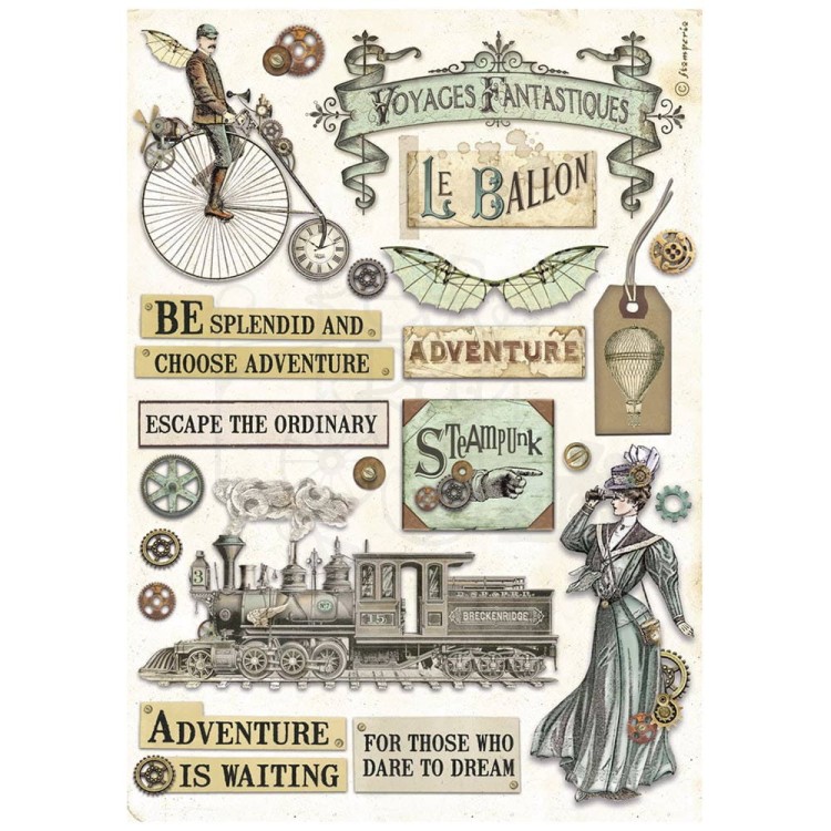 Papier ryżowy A4 Voyages Fantastiques Elementy mix DFSA4840 Stamperia