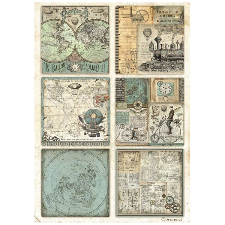 Papier ryżowy A4 Voyages Fantastiques 4 karty DFSA4839 Stamperia