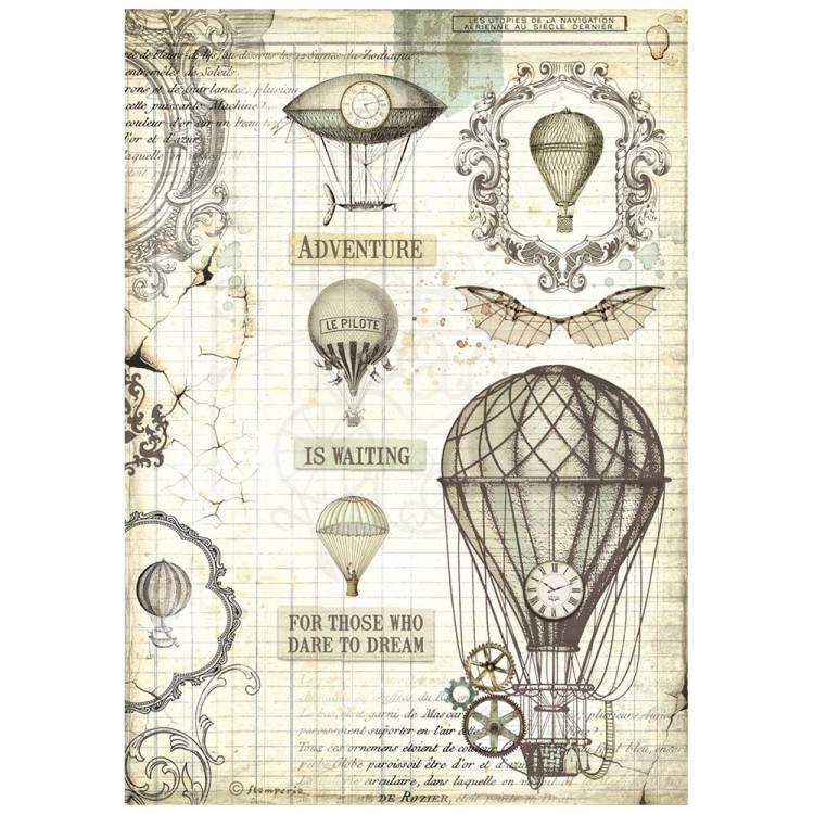 Papier ryżowy A4 Voyages Fantastiques Maszyny latające DFSA4837 Stamperia
