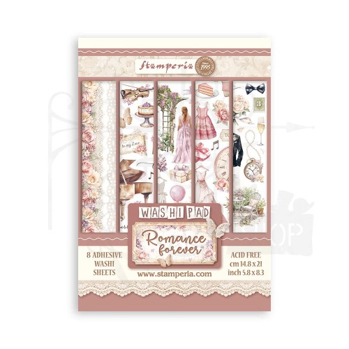 Papier washi A5 Romance Forever 8 szt SBW02 Stamperia