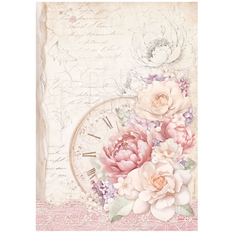 Papier ryżowy A4 Romance Forever Zegar DFSA4831 Stamperia