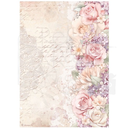 Papier ryżowy A4 Romance Forever Kwiatowy border DFSA4832 Stamperia