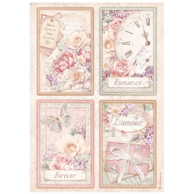 Papier ryżowy A4 Romance Forever 4 karty DFSA4833 Stamperia