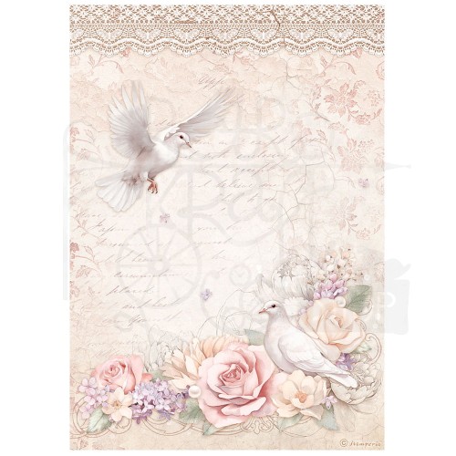 Papier ryżowy A4 Romance Forever Gołąbek DFSA4834 Stamperia