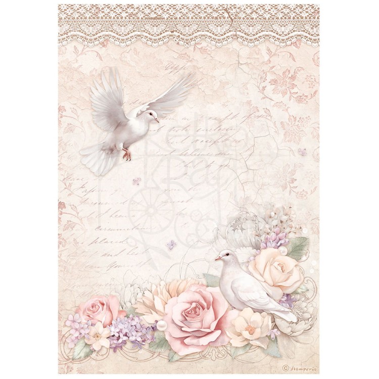 Papier ryżowy A4 Romance Forever Gołąbek DFSA4834 Stamperia